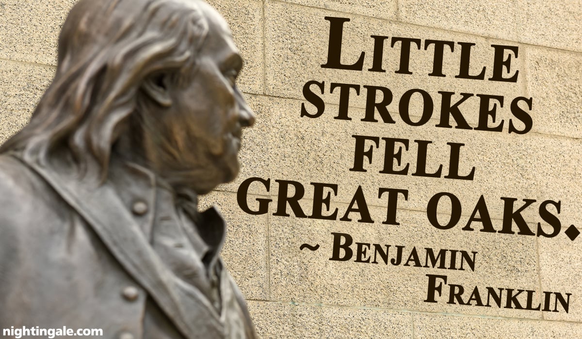 Little strokes fell great oaks. ~ Benjamin Franklin 